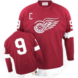 Adult Premier Detroit Red Wings Gordie Howe Red Throwback Official Mitchell and Ness Jersey