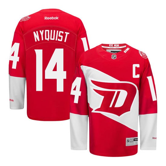 Adult Premier Detroit Red Wings Gustav Nyquist Red 2016 Stadium Series Official Reebok Jersey