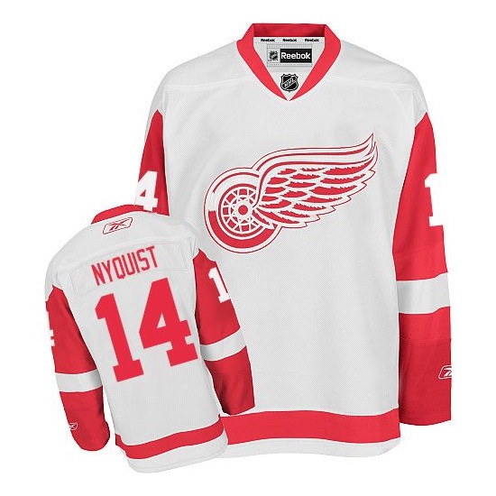 Adult Premier Detroit Red Wings Gustav Nyquist White Away Official Reebok Jersey