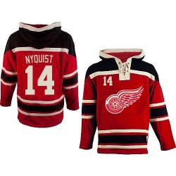 Detroit Red Wings Gustav Nyquist Official Red Old Time Hockey Authentic Adult Sawyer Hooded Sweatshirt Jersey