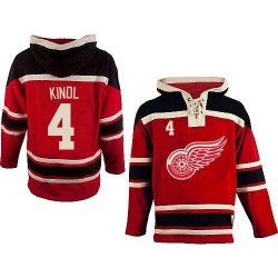 Detroit Red Wings Jakub Kindl Official Red Old Time Hockey Premier Adult Sawyer Hooded Sweatshirt Jersey