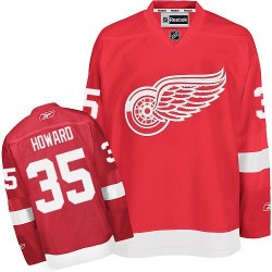 Adult Authentic Detroit Red Wings Jimmy Howard Red Home Official Reebok Jersey