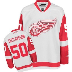 Adult Authentic Detroit Red Wings Jonas Gustavsson White Away Official Reebok Jersey