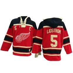 Detroit Red Wings Nicklas Lidstrom Official Red Old Time Hockey Premier Adult Sawyer Hooded Sweatshirt Jersey