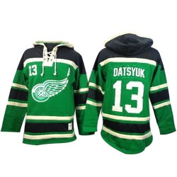 Detroit Red Wings Pavel Datsyuk Official Green Old Time Hockey Premier Adult St. Patrick's Day McNary Lace Hoodie Jersey