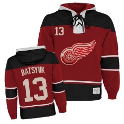 Detroit Red Wings Pavel Datsyuk Official Red Old Time Hockey Authentic Youth Sawyer Hooded Sweatshirt Jersey