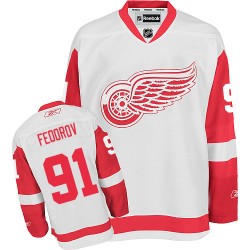 Adult Authentic Detroit Red Wings Sergei Fedorov White Away Official Reebok Jersey