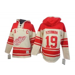 Detroit Red Wings Steve Yzerman Official Cream Old Time Hockey Premier Adult Sawyer Hooded Sweatshirt Jersey