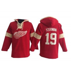 Detroit Red Wings Steve Yzerman Official Red Old Time Hockey Premier Adult Pullover Hoodie Jersey