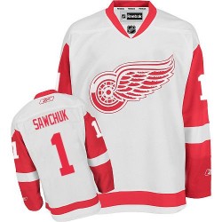 Adult Premier Detroit Red Wings Terry Sawchuk White Away Official Reebok Jersey