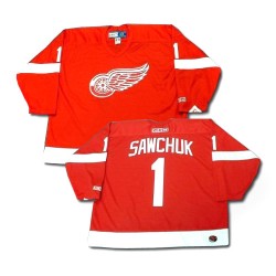 Adult Authentic Detroit Red Wings Terry Sawchuk Red Throwback Official CCM Jersey