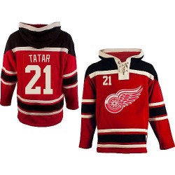 Detroit Red Wings Tomas Tatar Official Red Old Time Hockey Premier Adult Sawyer Hooded Sweatshirt Jersey
