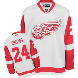Adult Authentic Detroit Red Wings Chris Chelios White Away Official Reebok Jersey