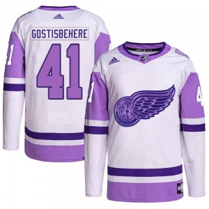 Youth Authentic Detroit Red Wings Shayne Gostisbehere White/Purple Hockey Fights Cancer Primegreen Official Adidas Jersey