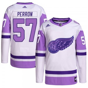 Youth Authentic Detroit Red Wings David Perron White/Purple Hockey Fights Cancer Primegreen Official Adidas Jersey