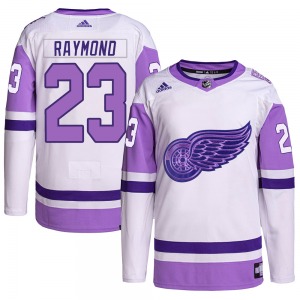 Youth Authentic Detroit Red Wings Lucas Raymond White/Purple Hockey Fights Cancer Primegreen Official Adidas Jersey