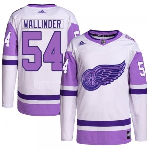 Youth Authentic Detroit Red Wings William Wallinder White/Purple Hockey Fights Cancer Primegreen Official Adidas Jersey