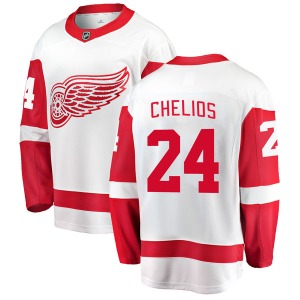 Adult Breakaway Detroit Red Wings Chris Chelios White Away Official Fanatics Branded Jersey
