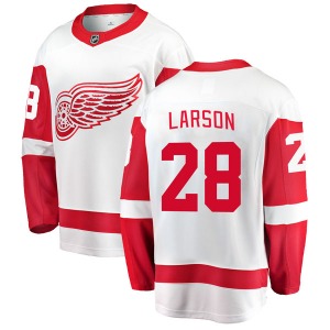 Adult Breakaway Detroit Red Wings Reed Larson White Away Official Fanatics Branded Jersey