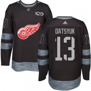 Adult Authentic Detroit Red Wings Pavel Datsyuk Black 1917-2017 100th Anniversary Official Jersey