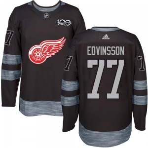 Adult Authentic Detroit Red Wings Simon Edvinsson Black 1917-2017 100th Anniversary Official Jersey