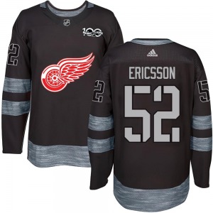 Adult Authentic Detroit Red Wings Jonathan Ericsson Black 1917-2017 100th Anniversary Official Jersey