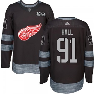 Adult Authentic Detroit Red Wings Curtis Hall Black 1917-2017 100th Anniversary Official Jersey