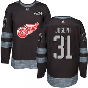 Adult Authentic Detroit Red Wings Curtis Joseph Black 1917-2017 100th Anniversary Official Jersey