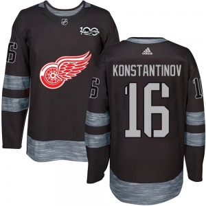 Adult Authentic Detroit Red Wings Vladimir Konstantinov Black 1917-2017 100th Anniversary Official Jersey