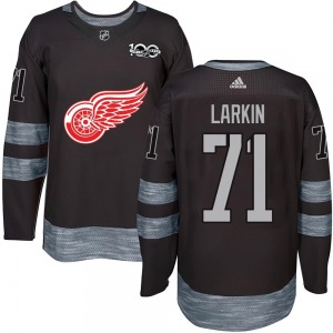 Adult Authentic Detroit Red Wings Dylan Larkin Black 1917-2017 100th Anniversary Official Jersey