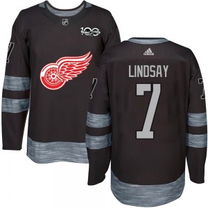 Adult Authentic Detroit Red Wings Ted Lindsay Black 1917-2017 100th Anniversary Official Jersey