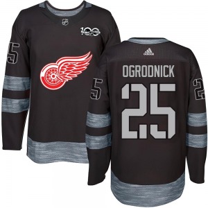 Adult Authentic Detroit Red Wings John Ogrodnick Black 1917-2017 100th Anniversary Official Jersey