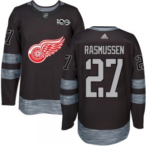 Adult Authentic Detroit Red Wings Michael Rasmussen Black 1917-2017 100th Anniversary Official Jersey