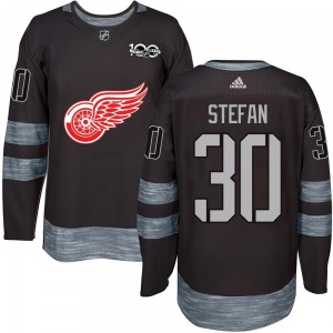 Adult Authentic Detroit Red Wings Greg Stefan Black 1917-2017 100th Anniversary Official Jersey