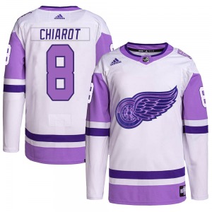 Adult Authentic Detroit Red Wings Ben Chiarot White/Purple Hockey Fights Cancer Primegreen Official Adidas Jersey