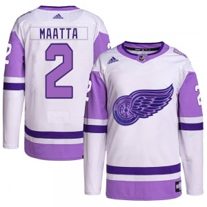 Adult Authentic Detroit Red Wings Olli Maatta White/Purple Hockey Fights Cancer Primegreen Official Adidas Jersey