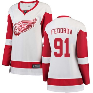 Women's Breakaway Detroit Red Wings Sergei Fedorov White Away Official Fanatics Branded Jersey