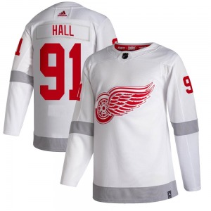 Adult Authentic Detroit Red Wings Curtis Hall White 2020/21 Reverse Retro Official Adidas Jersey