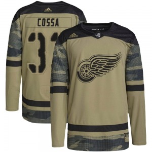 Adult Authentic Detroit Red Wings Sebastian Cossa Camo Military Appreciation Practice Official Adidas Jersey