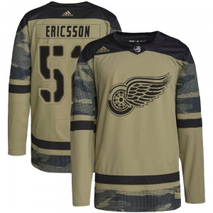 Adult Authentic Detroit Red Wings Jonathan Ericsson Camo Military Appreciation Practice Official Adidas Jersey