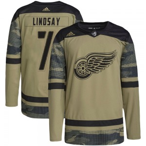 Adult Authentic Detroit Red Wings Ted Lindsay Camo Military Appreciation Practice Official Adidas Jersey