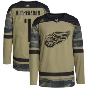 Adult Authentic Detroit Red Wings Jim Rutherford Camo Military Appreciation Practice Official Adidas Jersey