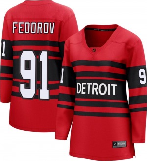 Women's Breakaway Detroit Red Wings Sergei Fedorov Red Special Edition 2.0 Official Fanatics Branded Jersey
