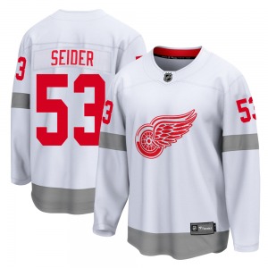 Youth Breakaway Detroit Red Wings Moritz Seider White 2020/21 Special Edition Official Fanatics Branded Jersey