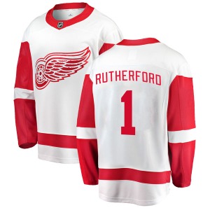 Youth Breakaway Detroit Red Wings Jim Rutherford White Away Official Fanatics Branded Jersey