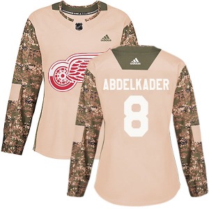 Women's Authentic Detroit Red Wings Justin Abdelkader Camo Veterans Day Practice Official Adidas Jersey