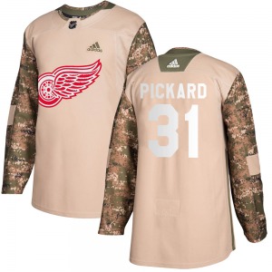 Adult Authentic Detroit Red Wings Calvin Pickard Camo Veterans Day Practice Official Adidas Jersey