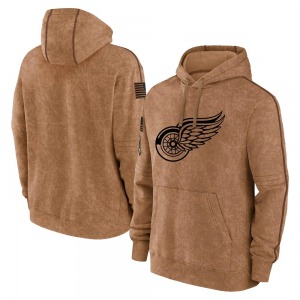 Adult Detroit Red Wings Brown 2023 Salute to Service Club Pullover Hoodie