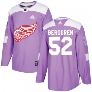 Adult Authentic Detroit Red Wings Jonatan Berggren Purple Hockey Fights Cancer Practice Official Adidas Jersey
