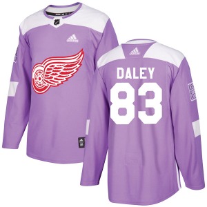 Adult Authentic Detroit Red Wings Trevor Daley Purple Hockey Fights Cancer Practice Official Adidas Jersey